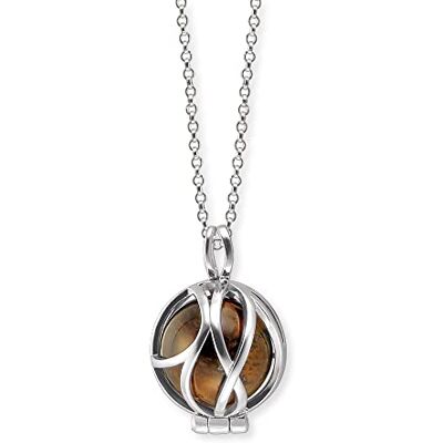 Engelsrufer Damen Halskette aus Sterling Silber und Tigerauge Kraftstein Kugel Anhänger Karabinerverschluss in drei Längen verstellbar nickelfrei Engelsrufer Damen Halskette aus Sterling Silber und Tigerauge Kraftstein Kugel Anhänger Karabinerverschluss in drei Längen verstellbar nickelfrei