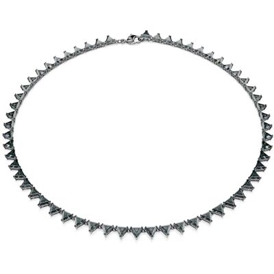 Swarovski Matrix halsband, triangelsnitt, grå, rutheniumpläterad, En storlek, Kubisk zirkon, Kristall Swarovski Matrix halsband, triangelsnitt, grå, rutheniumpläterad, En storlek, Kubisk zirkon, Kristall