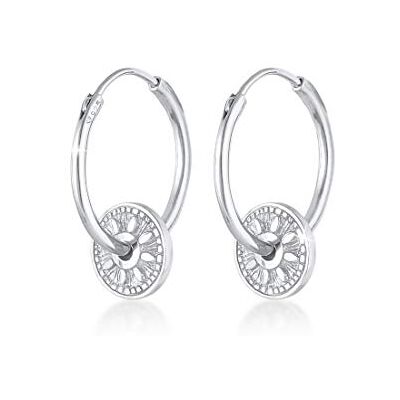 Elli örhängen dam kreoler hängare mynt sol antik i 925 sterlingsilver, En Storlek, Sterlingsilver, Utan Elli örhängen dam kreoler hängare mynt sol antik i 925 sterlingsilver, En Storlek, Sterlingsilver, Utan