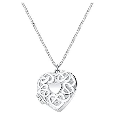 Elli halsband damer hjärta medaljong hänge prydnad lekfull i 925 sterlingsilver, 450, fasettad slipning, Utan Elli halsband damer hjärta medaljong hänge prydnad lekfull i 925 sterlingsilver, 450, fasettad slipning, Utan
