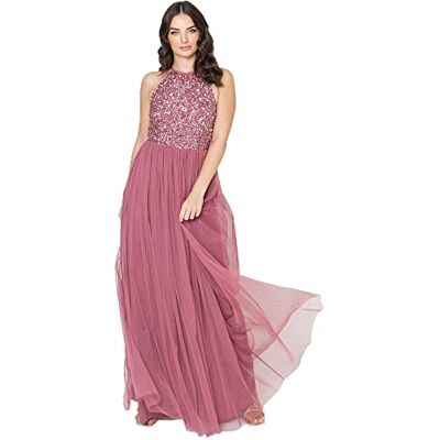 Maya Deluxe Dam maxiklänning brudtärna halsband paljetter dekorerad avslutningsbal bröllop tyder för speciella tillfällen Bridesmaid klänning, Ökenros, 56 SE Maya Deluxe Dam maxiklänning brudtärna halsband paljetter dekorerad avslutningsbal bröllop tyder för speciella tillfällen Bridesmaid klänning, Ökenros, 56 SE