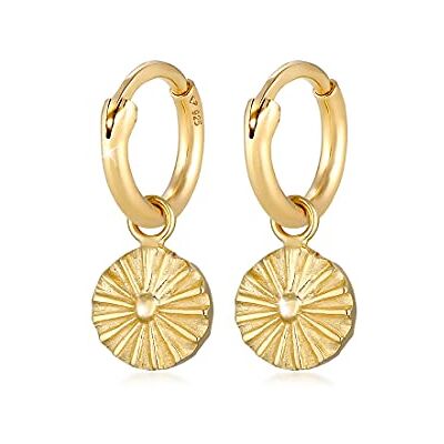 Elli örhängen dam kreoler hänge platta sol antik vintage trend i 925 sterlingsilver förgyllt, En Storlek, Sterlingsilver, Utan Elli örhängen dam kreoler hänge platta sol antik vintage trend i 925 sterlingsilver förgyllt, En Storlek, Sterlingsilver, Utan