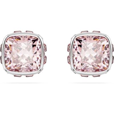 Swarovski Birthstone örhängen, Square cut, June, Rosa, Rhodium pläterade Swarovski Birthstone örhängen, Square cut, June, Rosa, Rhodium pläterade