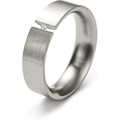 Monomania Damring rostfritt stål 1 diamant 0,02 ct vit 20162 Monomania Damring rostfritt stål 1 diamant 0,02 ct vit 20162