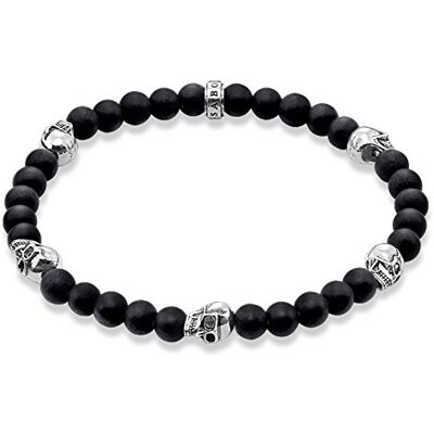 THOMAS SABO Damen-Armband Sterling Silber Rebel at heart matt-schwarze Obsidian und Mini-Skulls Breite: 0,5 cm A1097-023-11-L THOMAS SABO Damen-Armband Sterling Silber Rebel at heart matt-schwarze Obsidian und Mini-Skulls Breite: 0,5 cm A1097-023-11-L