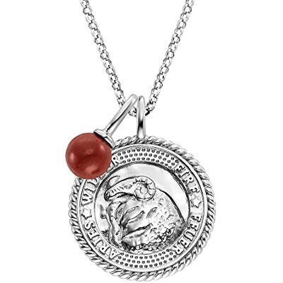 Engelsrufer Damen Halskette aus Sterling Silber und Sternzeichen Widder Anhänger besetzt mit 2 Zirkonia Steinen und einem Roter Jaspis Stein Anhänger Länge: 50cm Engelsrufer Damen Halskette aus Sterling Silber und Sternzeichen Widder Anhänger besetzt mit 2 Zirkonia Steinen und einem Roter Jaspis Stein Anhänger Länge: 50cm
