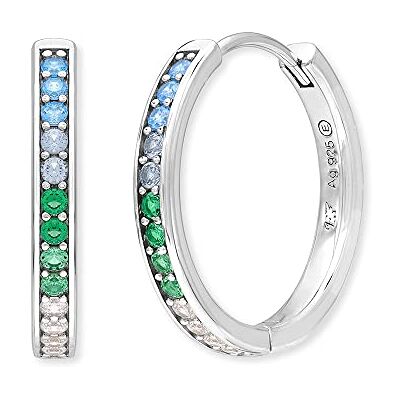 Engelsrufer Damen Creole aus Sterling Silber besetzt mit 26 mehrfarbigen Zirkonia Steinen Clipverschluss nickelfrei 21 mm Engelsrufer Damen Creole aus Sterling Silber besetzt mit 26 mehrfarbigen Zirkonia Steinen Clipverschluss nickelfrei 21 mm