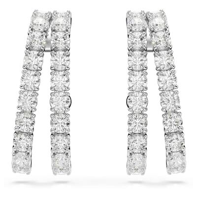 Swarovski Matrix öronkuddar, runda skurna, Vita, Rhodiumpläterade, En storlek Swarovski Matrix öronkuddar, runda skurna, Vita, Rhodiumpläterade, En storlek