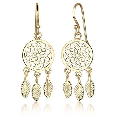 Elli kvinnors 925 silver guldpläterade Xilion skurna örhängen, En storlek, Fasettsnitt, Ingen ädelsten Elli kvinnors 925 silver guldpläterade Xilion skurna örhängen, En storlek, Fasettsnitt, Ingen ädelsten