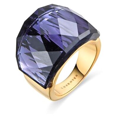 LUXENTER Lila ring storlek 12 med Onix Hydrothermal Quartz färdig i 18k gult guld Fadino LUXENTER Lila ring storlek 12 med Onix Hydrothermal Quartz färdig i 18k gult guld Fadino