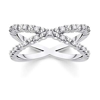 THOMAS SABO bague boules avec pierres blanches argent argent sterling 925 TR2318-051-14-52 THOMAS SABO bague boules avec pierres blanches argent argent sterling 925 TR2318-051-14-52