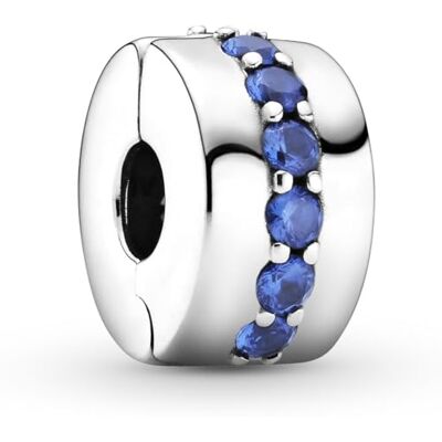 PANDORA Colours berlock i sterling silver med klämma, glittrande rad och stjärnblå kristall PANDORA Colours berlock i sterling silver med klämma, glittrande rad och stjärnblå kristall
