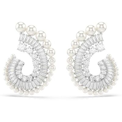 Swarovski Ariana Grande x droppörhängen, Crystal Pearl, Blandade snitt, Vit, Rhodiumpläterad, En storlek Swarovski Ariana Grande x droppörhängen, Crystal Pearl, Blandade snitt, Vit, Rhodiumpläterad, En storlek