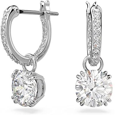 Swarovski Constella Hoop örhängen, vita runda snitt och Pavé-kristaller i en rodiumpläterad miljö, från Constella Collection Swarovski Constella Hoop örhängen, vita runda snitt och Pavé-kristaller i en rodiumpläterad miljö, från Constella Collection