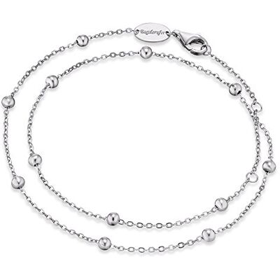 Engelsrufer Damen Armband aus Sterling Silber, doppelt gewickelte Perlen in silber, Karabinerverschluss, längenverstellbar, nickelfrei, ERB-LILMOON Engelsrufer Damen Armband aus Sterling Silber, doppelt gewickelte Perlen in silber, Karabinerverschluss, längenverstellbar, nickelfrei, ERB-LILMOON