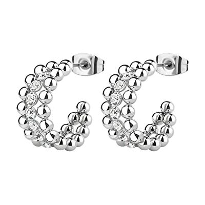 Brosway Ohrringe Perfect für Damen aus Edelstahl und Kristallglas in der Farbe Silber, Länge: 6,3 mm, BPC24 Brosway Ohrringe Perfect für Damen aus Edelstahl und Kristallglas in der Farbe Silber, Länge: 6,3 mm, BPC24
