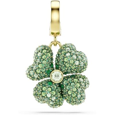 Swarovski Idyllia charm, Klöver, Grön, Guldfärgad Swarovski Idyllia charm, Klöver, Grön, Guldfärgad