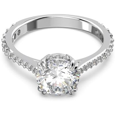 Swarovski Constella Cocktailring, White Princess Cut och Pavé-kristaller i en Rhodiumpläterad miljö, från Constella Collection, storlek 50 Swarovski Constella Cocktailring, White Princess Cut och Pavé-kristaller i en Rhodiumpläterad miljö, från Constella Collection, storlek 50