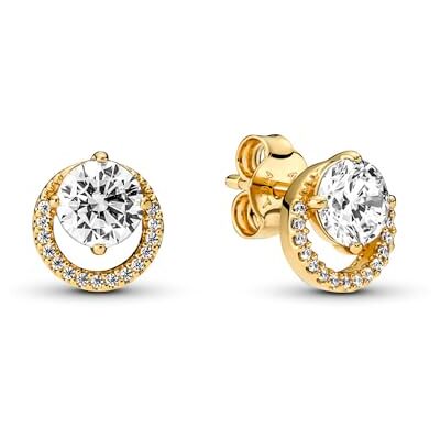 PANDORA Funkelnder Runder Strahlenkranz Ohrringe mit 14 Karat vergoldete Metalllegierung, Kompatibel mit Timeless Armbänder PANDORA Funkelnder Runder Strahlenkranz Ohrringe mit 14 Karat vergoldete Metalllegierung, Kompatibel mit Timeless Armbänder
