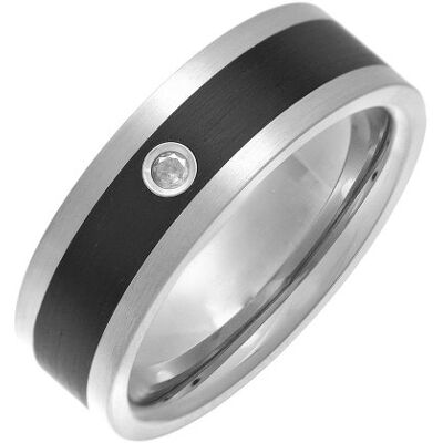Theia Titan med emaljinlägg platt bana 0,05 ct diamant matt 7 mm ring, V, Titan, Diamant Theia Titan med emaljinlägg platt bana 0,05 ct diamant matt 7 mm ring, V, Titan, Diamant
