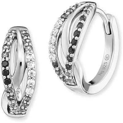 Engelsrufer Yin Yang oändlighet sterling silver ringörhängen för kvinnor – täckt med 44 vita till svarta zirkoner – clip-on-stängning – nickelfria 1 par sterlingsilver kubisk zirkonia, 1 par, Engelsrufer Yin Yang oändlighet sterling silver ringörhängen för kvinnor – täckt med 44 vita till svarta zirkoner – clip-on-stängning – nickelfria 1 par sterlingsilver kubisk zirkonia, 1 par,