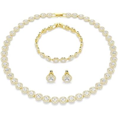 Swarovski Una Angelic set, Set (3), Rundslipad, Vit, Guldfärgad pläterad Swarovski Una Angelic set, Set (3), Rundslipad, Vit, Guldfärgad pläterad
