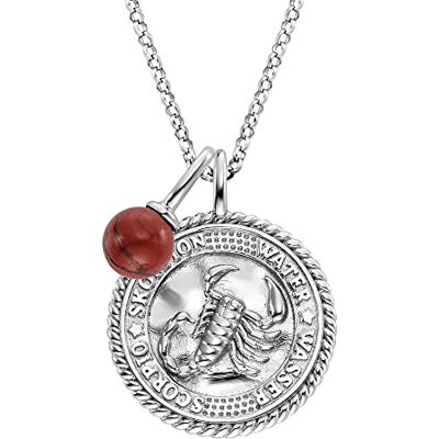 Engelsrufer Damen Halskette aus Sterling Silber und Sternzeichen Skorpion Anhänger besetzt mit 5 Zirkonia Steinen und einem Roter jaspis Stein Anhänger Länge: 50cm Engelsrufer Damen Halskette aus Sterling Silber und Sternzeichen Skorpion Anhänger besetzt mit 5 Zirkonia Steinen und einem Roter jaspis Stein Anhänger Länge: 50cm