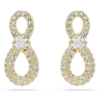 Swarovski Hyperbola stud örhängen, Runt snitt, Pavé, Infinity, Vit, Guldfärgad pläterad Swarovski Hyperbola stud örhängen, Runt snitt, Pavé, Infinity, Vit, Guldfärgad pläterad