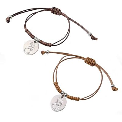 Mopec armband av flätat band med ängelmedalj. Förlossningsdetaljer förpackning 12 stycken, färg brun (1) Mopec armband av flätat band med ängelmedalj. Förlossningsdetaljer förpackning 12 stycken, färg brun (1)