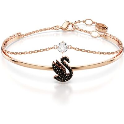 Swarovski Swan armring, Swan, Svart, Roséguld pläterad Swarovski Swan armring, Swan, Svart, Roséguld pläterad
