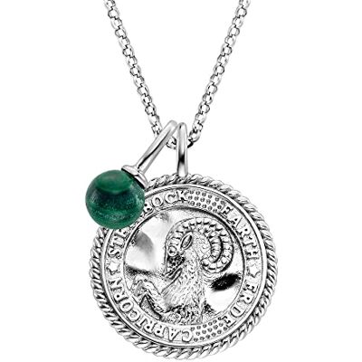 Engelsrufer Damen Halskette aus Sterling Silber und Sternzeichen Steinbock Anhänger besetzt mit 4 Zirkonia Steinen und einem grünen Malachit Stein Anhänger Länge: 50cm Engelsrufer Damen Halskette aus Sterling Silber und Sternzeichen Steinbock Anhänger besetzt mit 4 Zirkonia Steinen und einem grünen Malachit Stein Anhänger Länge: 50cm