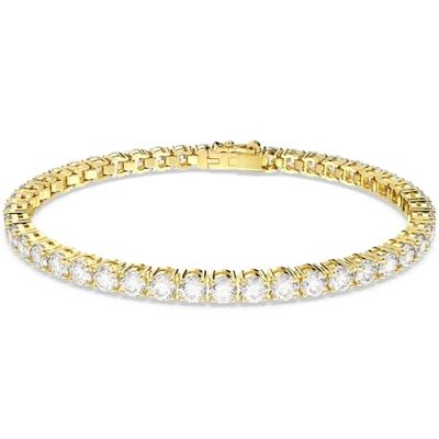 Swarovski Matrix tennisarmband, rundskuret, vitt, guldfärgat Swarovski Matrix tennisarmband, rundskuret, vitt, guldfärgat