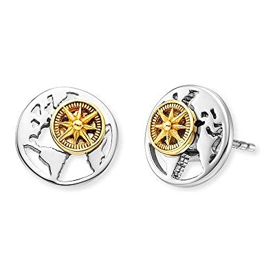 Engelsrufer Damen Ohrstecker Aloha aus Sterling Silber mit Weltkarte und Windrose Bicolor nickelfrei Größe: 10mm Engelsrufer Damen Ohrstecker Aloha aus Sterling Silber mit Weltkarte und Windrose Bicolor nickelfrei Größe: 10mm