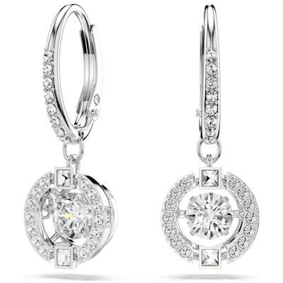 Swarovski Sparkling Dance örhängen, Runda, Vita, Rhodiumpläterade Swarovski Sparkling Dance örhängen, Runda, Vita, Rhodiumpläterade