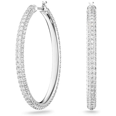 Swarovski Stone bågeörhängen, Vita, Rhodiumpläterade Swarovski Stone bågeörhängen, Vita, Rhodiumpläterade