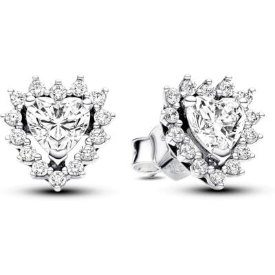 PANDORA Timeless Funkelnder Herz-Strahlenkranz Ohrstecker aus Sterling Silber mit Zirkonia, 293097C01 PANDORA Timeless Funkelnder Herz-Strahlenkranz Ohrstecker aus Sterling Silber mit Zirkonia, 293097C01