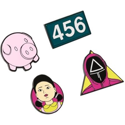 Grupo Erik Set Of 4 Pins Squid Game Merch Enamel Pins, Cute Pin Badges Netflix Merchandise, Accessories Squid Game Gifts Under 10 Pounds Grupo Erik Set Of 4 Pins Squid Game Merch Enamel Pins, Cute Pin Badges Netflix Merchandise, Accessories Squid Game Gifts Under 10 Pounds