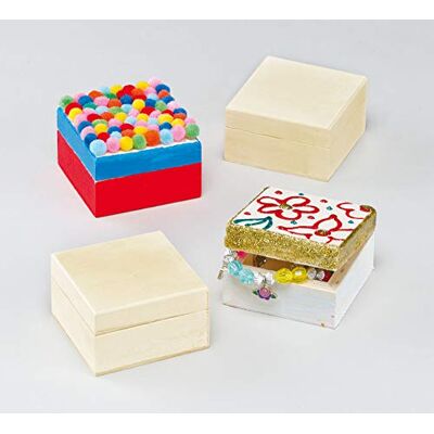 Baker Ross Mini lådor för dekoration, för barn för målning, dekoration och personlig anpassning för hantverksaktiviteter (4-pack), träfärger Baker Ross Mini lådor för dekoration, för barn för målning, dekoration och personlig anpassning för hantverksaktiviteter (4-pack), träfärger