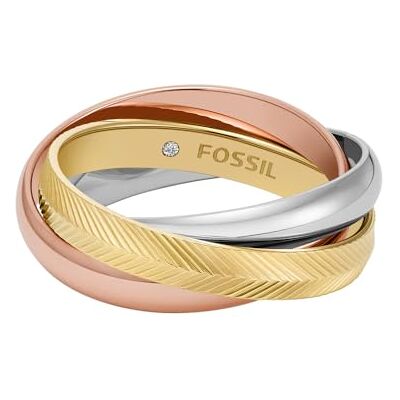 Fossil Damring Harlow Interlocking vänster rostfritt stål trefärgad, JF048079988, Rostfritt stål, Ingen ädelsten Fossil Damring Harlow Interlocking vänster rostfritt stål trefärgad, JF048079988, Rostfritt stål, Ingen ädelsten