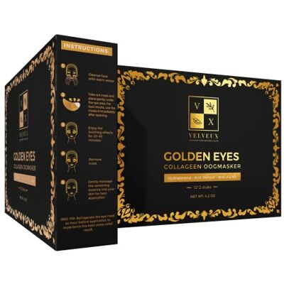 VELVEUX VLX V X Velveux Kollagen Ögonlappar 24 stycken (12 par) Ögonkuddar för maskvård Ögonfläckar mot mörka ringar Ögonmask mot svullnad med 24 karat guld VELVEUX VLX V X Velveux Kollagen Ögonlappar 24 stycken (12 par) Ögonkuddar för maskvård Ögonfläckar mot mörka ringar Ögonmask mot svullnad med 24 karat guld