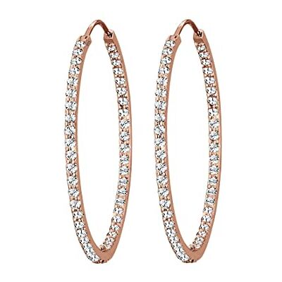 Elli premium dam äkta smycke örhängen kreoler med kristaller i 925 sterlingsilver e silver,Rödguld Elli premium dam äkta smycke örhängen kreoler med kristaller i 925 sterlingsilver e silver,Rödguld