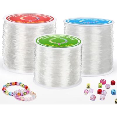 Alyvisun 3 Pcs Elastisk Pärltråd, (0.5mm, 0.8mm & 1mm) Genomskinlig Elastisk Tråd För DIY Armband, Halsband, Pärlor, Smyckestillverkning (Transparent) Alyvisun 3 Pcs Elastisk Pärltråd, (0.5mm, 0.8mm & 1mm) Genomskinlig Elastisk Tråd För DIY Armband, Halsband, Pärlor, Smyckestillverkning (Transparent)