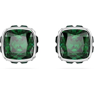 Swarovski Birthstone örhängen, fyrkantigt skuren, maj, grön, rodiumpläterad Swarovski Birthstone örhängen, fyrkantigt skuren, maj, grön, rodiumpläterad