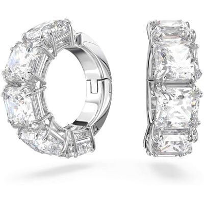 Swarovski Matrix klipörhängen, Fyrkantsslipning, Vit, Rhodiumpläterad Swarovski Matrix klipörhängen, Fyrkantsslipning, Vit, Rhodiumpläterad