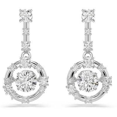 Swarovski Constella droppörhängen, Rundslipade, Danssten, Vit, Rodiumpläterad Swarovski Constella droppörhängen, Rundslipade, Danssten, Vit, Rodiumpläterad