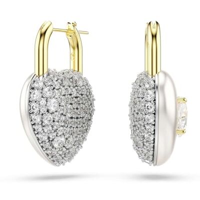 Swarovski Idyllia droppörhängen, Blandade snitt, Hjärta, Vit, Guldfärgad pläterad Swarovski Idyllia droppörhängen, Blandade snitt, Hjärta, Vit, Guldfärgad pläterad