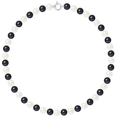 PEARLS & COLORS NATURAL FINE PEARLS Pearls & Colors äkta runda sötvattenspärlor AAA+ kvalitet färg "BLACK & WHITE" 925 silver marint ring längd 42 cm klassiskt damsmycke, Diamètre perle 9-10 mm, pärlor PEARLS & COLORS NATURAL FINE PEARLS Pearls & Colors äkta runda sötvattenspärlor AAA+ kvalitet färg "BLACK & WHITE" 925 silver marint ring längd 42 cm klassiskt damsmycke, Diamètre perle 9-10 mm, pärlor