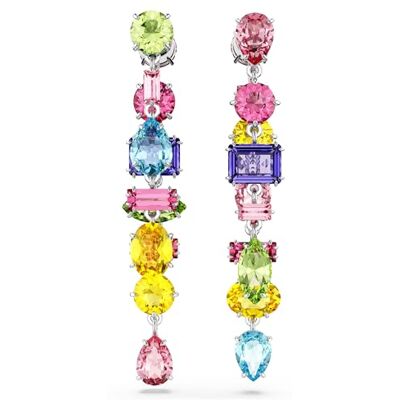 Swarovski Gema droppörhängen, flerfärgade kristaller i blandade snitt, Rhodiumpläterad miljö, från Gema Collection Swarovski Gema droppörhängen, flerfärgade kristaller i blandade snitt, Rhodiumpläterad miljö, från Gema Collection