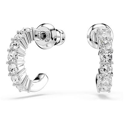Swarovski Mini Hoop Örhängen, Rundslipning, Vit, Rodiumpläterad Swarovski Mini Hoop Örhängen, Rundslipning, Vit, Rodiumpläterad