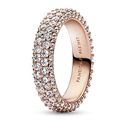 PANDORA Timeless Doppelreihiger Pavé Ring mit rosevergoldeter Metalllegierung und Cubic Zirkonia Timeless Collection, Größe 58, 182629C01-58 PANDORA Timeless Doppelreihiger Pavé Ring mit rosevergoldeter Metalllegierung und Cubic Zirkonia Timeless Collection, Größe 58, 182629C01-58